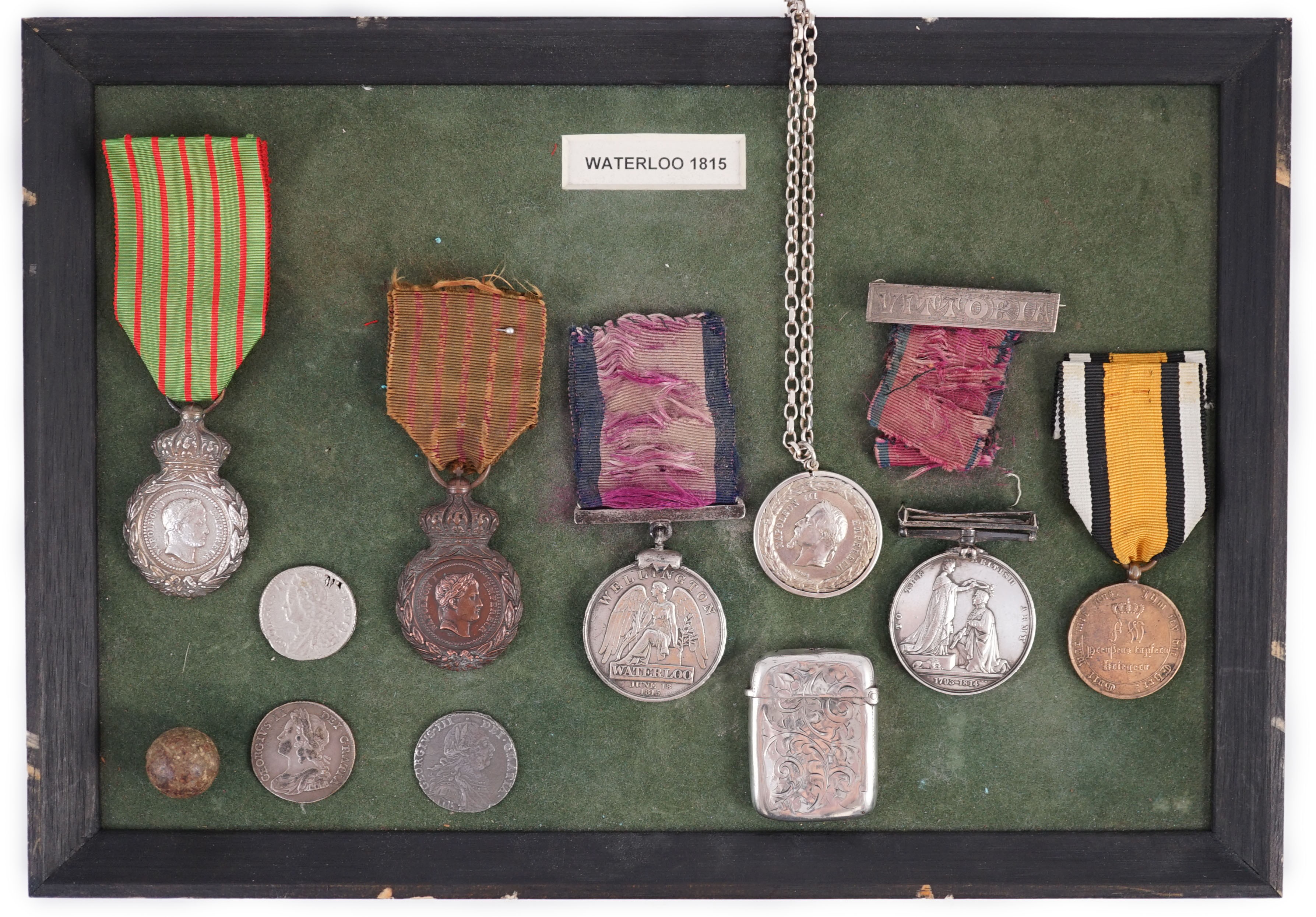 A Military General Service 1793-1814, Toulouse clasp to N.B. renamed John Buckley 1st Lifeguards, and other various medals and coins